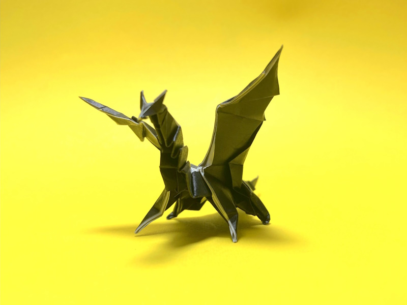 モンハンの折り紙　ミラボレアス（黒龍・邪龍）の簡単な作り方4（ドラゴン47）～How to make an easy origami Miraboreas(Monster Hunter）（dragon）～